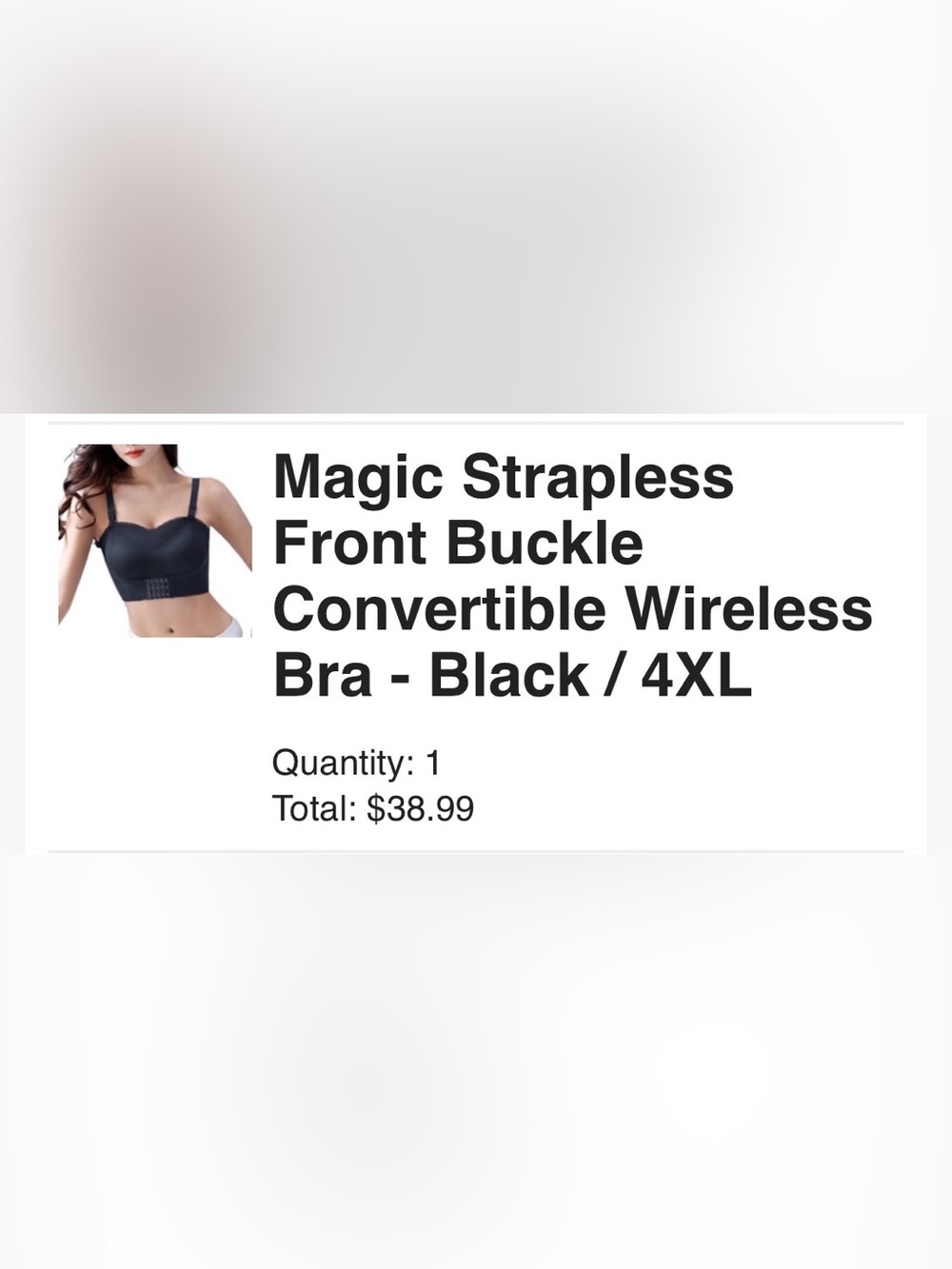 Magic Strapless Front Buckle Convertible Wireless Bra - Black (fits 44.1 - 46.9)